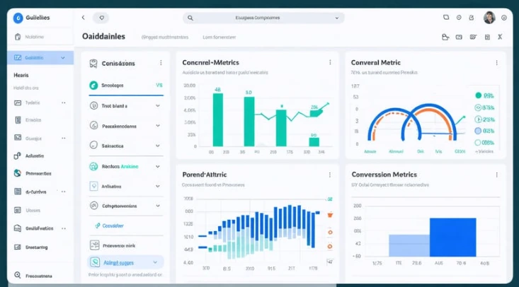 Multi-channel monitoring dashboard with analytics screens covering several marketing channels at once
